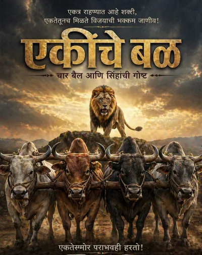 एकीचे बळ — चार बैल आणि सिंहाची गोष्ट